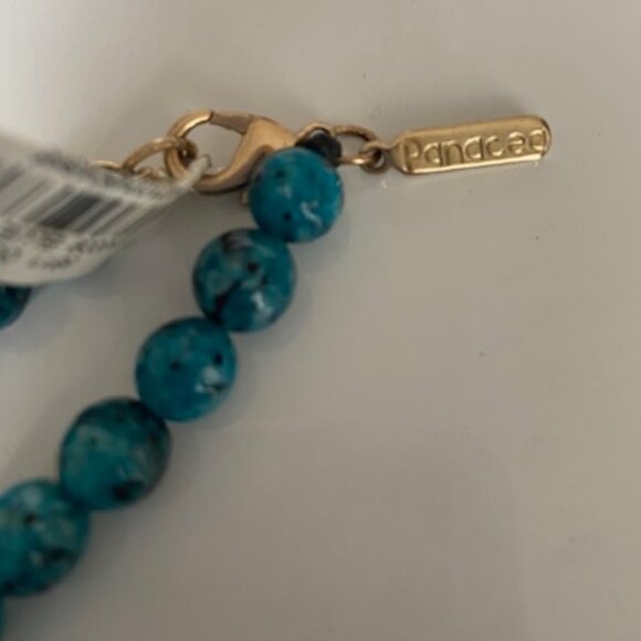 Neiman Marcus 32" Long Beaded Turquoise and Jet Necklace w 5" Tassel, Extender - Picture 6 of 9
